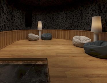 Timber Lounge — Warm wood and ambient lighting to unwind in comfort.